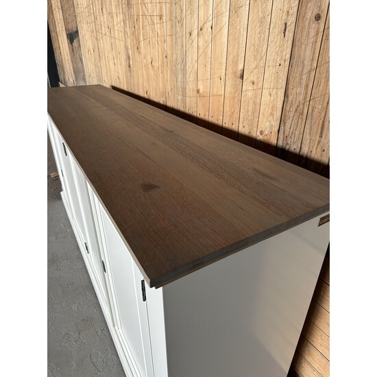 123kast  Showmodel - Dressoir Sara - 200x60x90H cm - eiken bovenblad - 4 scharnierdeuren - RAl 9001