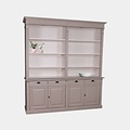 123kast  Boekenkast Leiden - 225x50x240H cm - 6 verstelbare planken - 4 soft close lades - 2 dichte scharnierdeuren