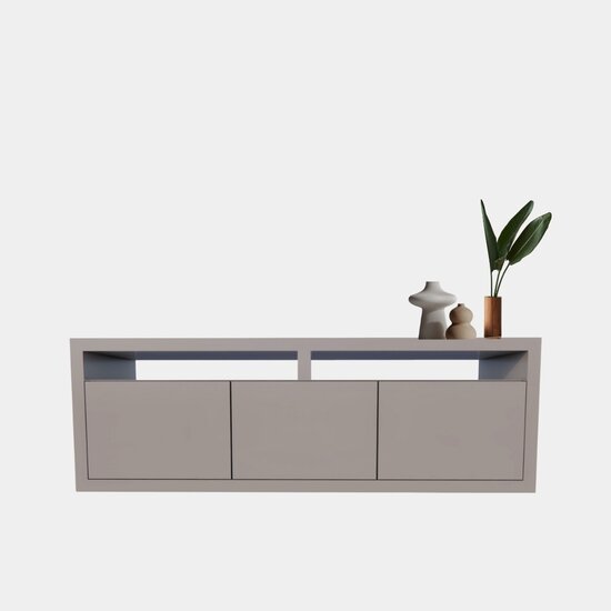 123kast  Tv dressoir Manhattan 10 - 180x40x60H cm - strak design - 3 greeploze push to open deuren - open tussenvak