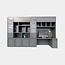 123kast  Vakkenkast / Bureau Luxemburg - 400x50/70x250H cm - vakkenkast met inbouw bureau - met vitrinedeuren - met dichte klepdeuren -