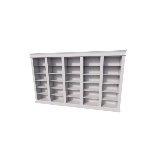 123kast   Boekenkast Queens library - 400x40x240H cm - 25 verstelbare planken - demontabel - strakke landelijke afwerking