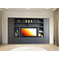 123kast Tv vakkenkast Austin - 350x40x240H cm - open vakken - 6 greeploze dichte deuren - tv vak - cinewall - strak design