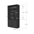 123kast  Vakkenkast Ronda - 120x40x220H cm - 5cm plank dikte - open vakken - 2 greeploze push to open deuren - strak design