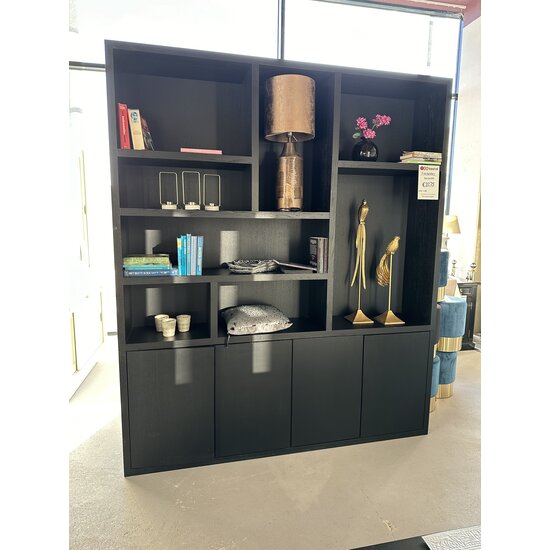 123kast  Vakkenkast Formentera - 200x35x235H cm - plank dikte 4cm - 4 greeploze push to open deuren - strak design