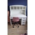 123kast  Kinderbureau Montpellier - 110x65x140H cm - open vakken - 3 lades - uitschuif lade - landelijke afwerking