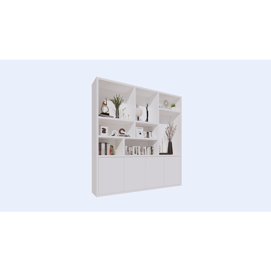 123kast  Vakkenkast Terni -  220x40x230H cm - 4 cm plank dikte - 4 push to open deuren - strak design