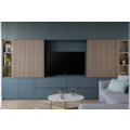123kast  TV Vakkenkast/tv-kast Winterberg - 400x40x240H cm - cinewall - tv vak - met schuifdeuren - 12 push to open deuren - 4 greeploze soft close lades - strak design - demontabel - 3cm plankdikte