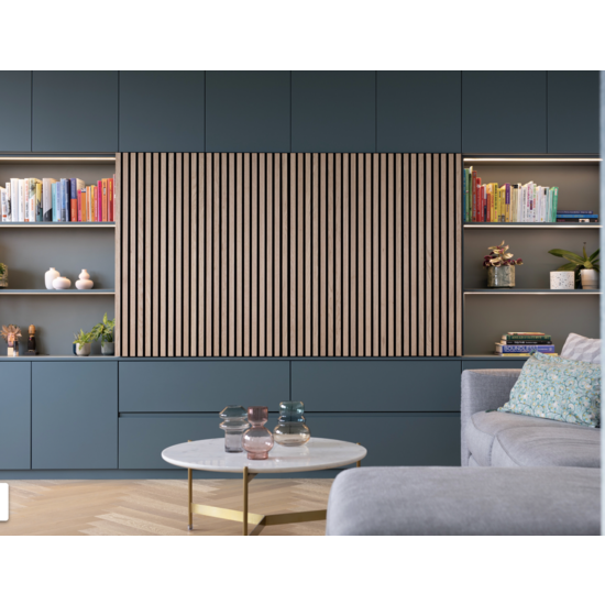 123kast  TV Vakkenkast/tv-kast Winterberg - 400x40x240H cm - cinewall - tv vak - met schuifdeuren - 12 push to open deuren - 4 greeploze soft close lades - strak design - demontabel - 3cm plankdikte