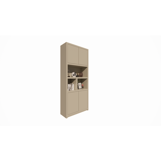 123kast  Vakkenkast Albufeira - 100x40x240H cm - 4 greeploze push to open deuren - strak desing - deuren in bovenkast - 5cm plank dikte