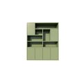 123kast  Vakkenkast Pamploma - 200x35x235H cm - 4cm plank dikte - strak design - greeploze deuren in bovenkast - open vakken - push to open deuren