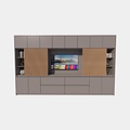 123kast  TV Vakkenkast/tv-kast Winterberg - 400x40x240H cm - cinewall - tv vak - met schuifdeuren - 12 push to open deuren - 4 greeploze soft close lades - strak design - demontabel - 3cm plankdikte