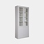 123kast  Vitrinekast Latina - 100x42x230H cm - 2 greeploze vitrinedeuren - 2 greeploze dichte deuren - strak design - vaste planken