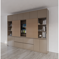 123kast  Vakkenkast/tv-kast Winterberg 2 - 320x40x240H cm - Tv vak - cinewall - eiken schuifpanelen - open vakken - 4 greeploze lades - 6 push to open deuren - 4 greeploze deuren - strak design