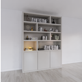 123kast  Vakkenkast Manhattan 11 - 180x40x240H cm -strak design - open vakken - 3 greeploze push to open deuren - 5cm plank dikte