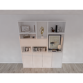 123kast  Vakkenkast Mastella - 2M - 200x35x235H cm - klepdeur in bovenkast - open vakken - strak design - 4 push to open deuren - 4cm plank dikte