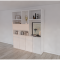 123kast  Vakkenkast Mastella - 2M - 200x35x235H cm - klepdeur in bovenkast - open vakken - strak design - 4 push to open deuren - 4cm plank dikte