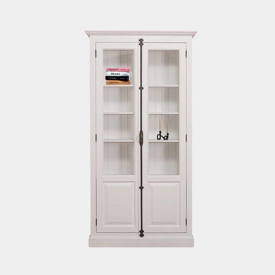 123kast  Vitrinekast Frankfurt - 110x40x210H cm - met spanjoletsluiting - dichte zijkanten - verstelbare planken
