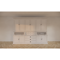 123kast  Buffetkast / Grutterskast Burano - 300x50x230H cm - 2 bolkleppen - dichte deuren in bovenkast - 9 lades