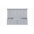123kast  Buffetkast / Grutterskast Burano - 300x50x230H cm - 2 bolkleppen - dichte deuren in bovenkast - 9 lades