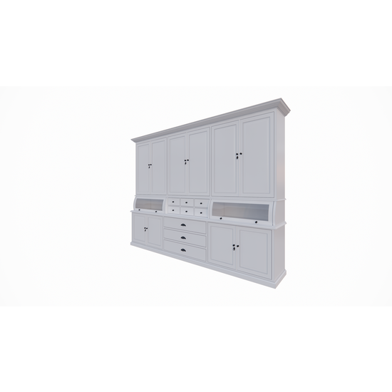 123kast  Buffetkast / Grutterskast Burano - 300x50x230H cm - 2 bolkleppen - dichte deuren in bovenkast - 9 lades