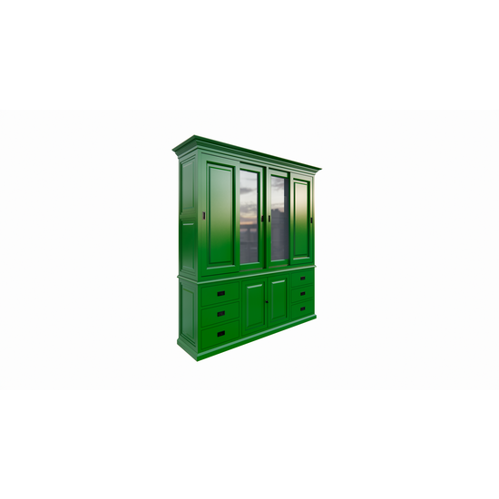 123kast  Buffetkast Arizona - 200x50x230H cm - dichte en vitrine schuifdeuren - 6 soft close lades