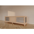 123kast  TV dressoir Manaus - 200x50x50H cm - 3 schuifdeuren - deels van glas - op pootjes - strak design