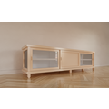 123kast  TV dressoir Manaus - 200x50x50H cm - 3 schuifdeuren - deels van glas - op pootjes - strak design