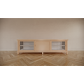 123kast  TV dressoir Manaus - 200x50x50H cm - 3 schuifdeuren - deels van glas - op pootjes - strak design