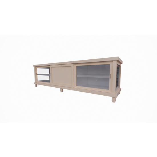 123kast  TV dressoir Manaus - 200x50x50H cm - 3 schuifdeuren - deels van glas - op pootjes - strak design