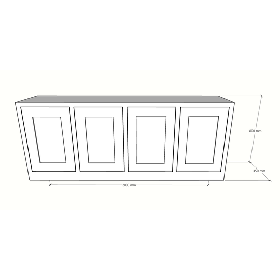 123kast  Dressoir Tunja - 200x45x80H cm - 4 greeploze deuren - strak design - push to open deuren
