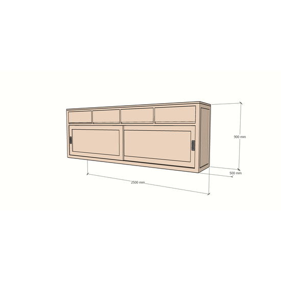 123kast  Dressoir Neiva - 250x50x90H cm - 2 schuifdeuren - strakke design
