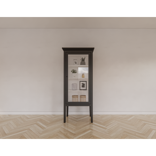 123kast  Vitrinekast Pasto - 70x50x180H cm - op pootjes - strak disign