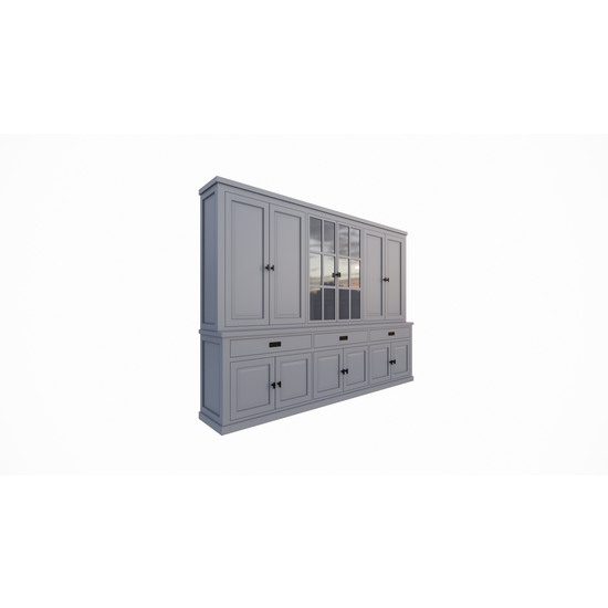 123kast  Buffetkast Aveiro - 300x50x220H cm - vitrinedeuren - 3 soft close lades - 12 scharnierdeuren