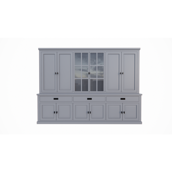 123kast  Buffetkast Aveiro - 300x50x220H cm - vitrinedeuren - 3 soft close lades - 12 scharnierdeuren