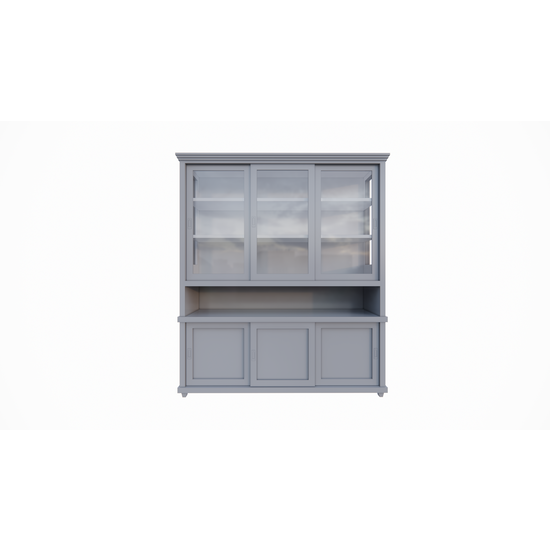 123kast  Buffetkast Tavira - 190x47x220H cm - schuifdeuren - deels van glas - open vak - op pootjes