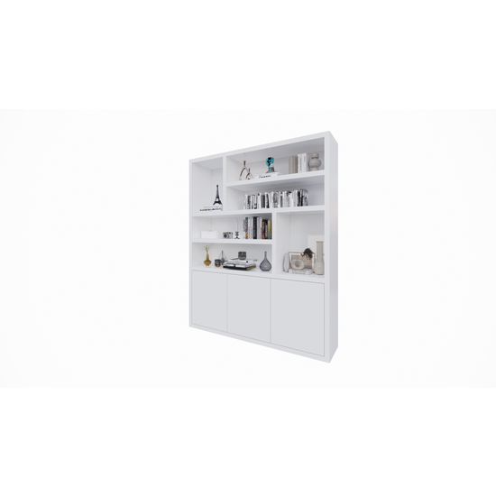 123kast  Vakkenkast Japan - 180x40x220H cm - 3 greeploze push to open deuren - open kast - stak design - 5cm plankdikte