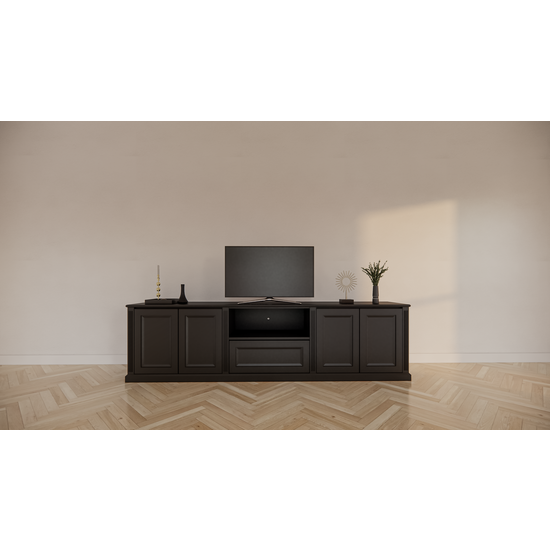 123kast  TV dressoir Amalfi - 220x40x60H cm - 4 greeploze push to open deuren - 1 push to open lade - strak design