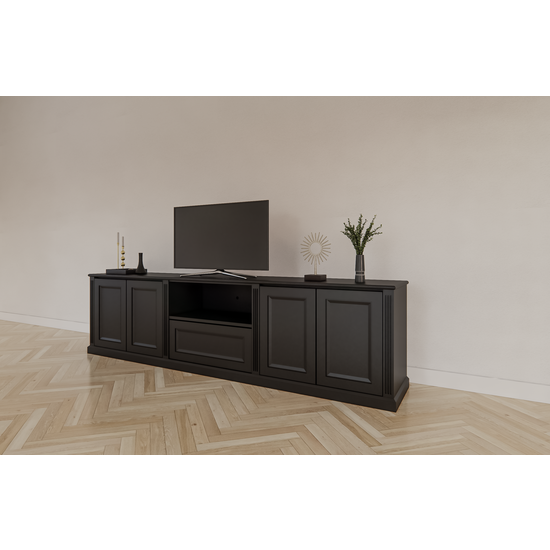 123kast  TV dressoir Amalfi - 220x40x60H cm - 4 greeploze push to open deuren - 1 push to open lade - strak design