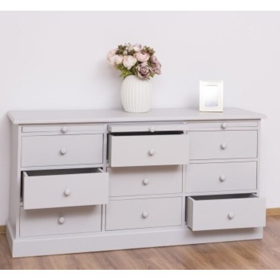 123kast  Ladekast Bora Bora - 160x50x80H cm - 9 soft close lades - 3 uitschuif planken - strakke afwerking