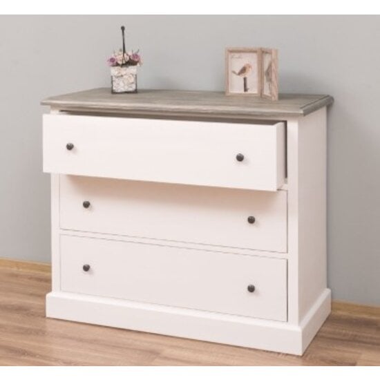 123kast  Ladekast Lombok - 100x40x90H cm - 3 soft close lades - eiken bovenblad