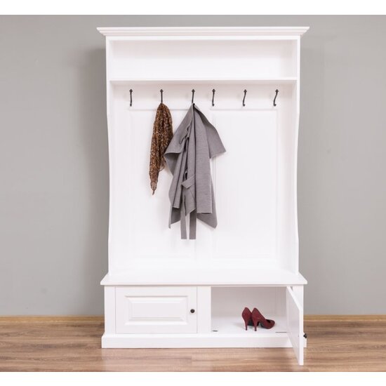 123kast  Garderobekast Mykonos - 130x50x220H cm - kapstok met zitbankje - 2 kast deurtjes