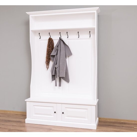 123kast  Garderobekast Mykonos - 150x50x220H cm - kapstok met zitbankje - 2 kast deurtjes