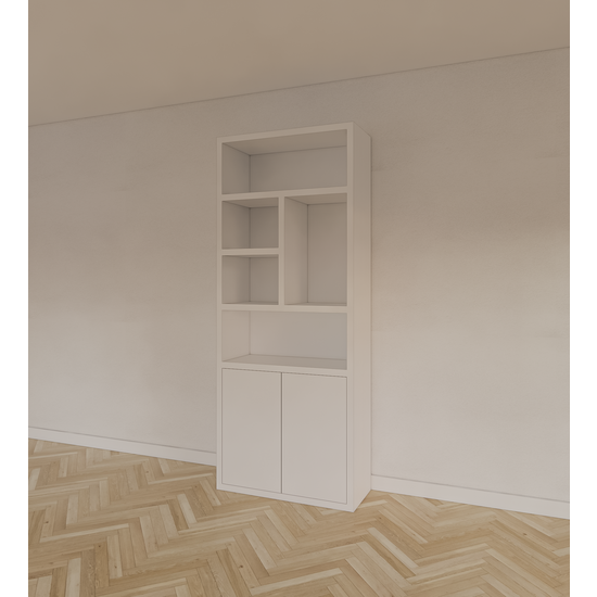 123kast  Vakkenkast Mendoza 01 - 90x35x220H cm - 2 push to open deuren - 5 open vakken