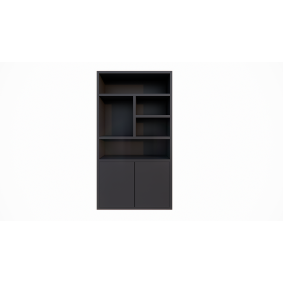 123kast  vakkenkast Mendoza 02 - 120x35x220H cm - 2 push to open deuren - 5 open vakken