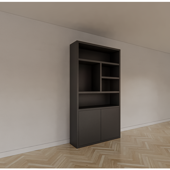 123kast  vakkenkast Mendoza 02 - 120x35x220H cm - 2 push to open deuren - 5 open vakken