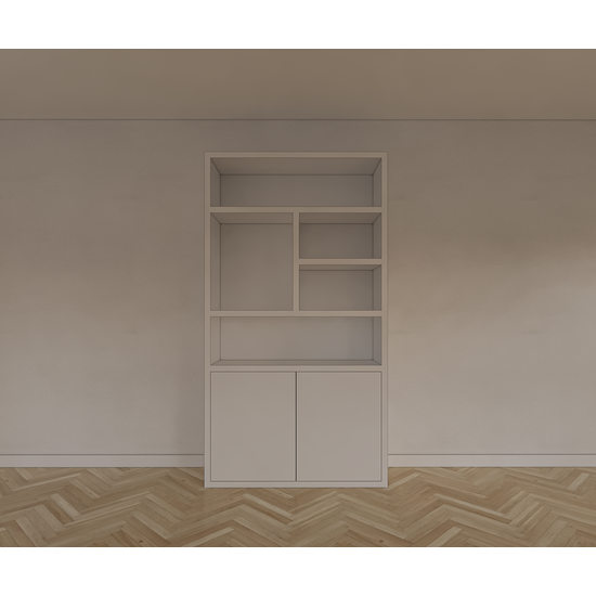 123kast  vakkenkast Mendoza 02 - 120x35x220H cm - 2 push to open deuren - 5 open vakken
