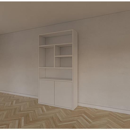 123kast  vakkenkast Mendoza 02 - 120x35x220H cm - 2 push to open deuren - 5 open vakken