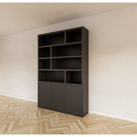 123kast  Vakkenkast Mendoza 03 - 150x35x220H cm - 3 push to open deuren - 8 open vakken