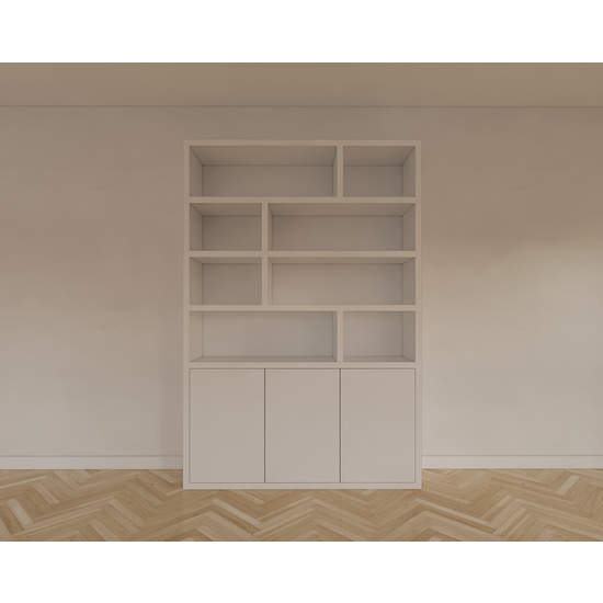 123kast  Vakkenkast Mendoza 03 - 150x35x220H cm - 3 push to open deuren - 8 open vakken