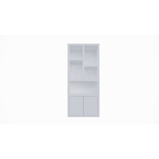 123kast  Vakkenkast Bazel - 100x40x230H cm - 6cm plank dikte - 2 open deurtjes - 5 open vakken